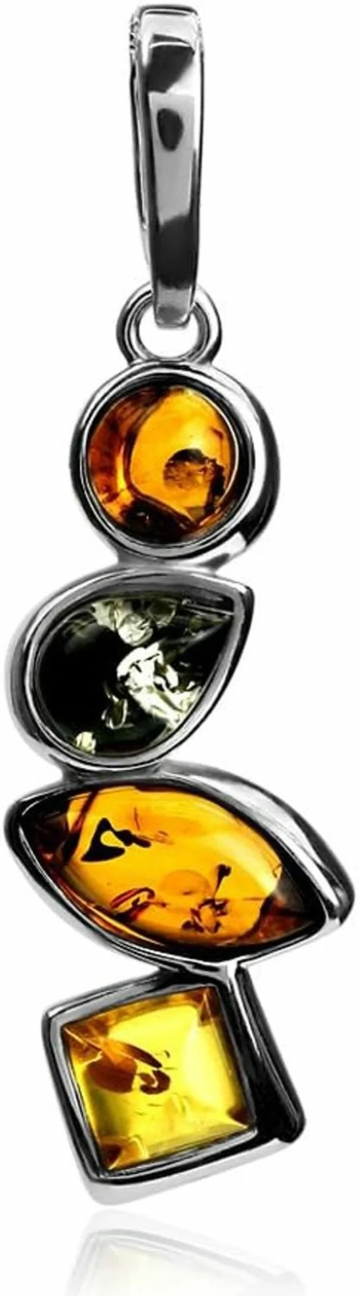 "Ian and Valeri Co. Multicolor Amber Sterling Silver Pendant Necklace – Handcrafted Jewelry"