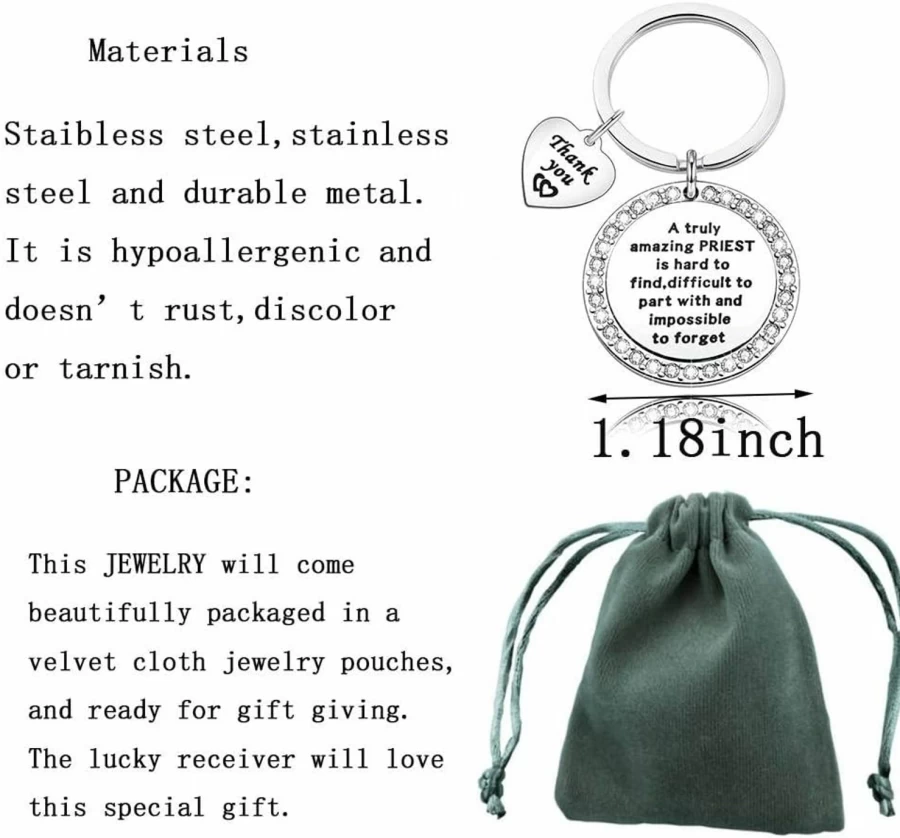 "Unique Priest Keychain - Thoughtful Pastor Gift for Religious Occasions - Preacher Jewelry for Men & Women"