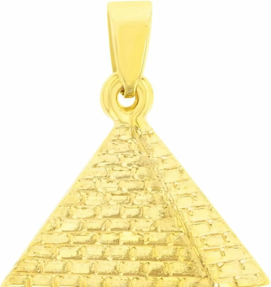 14K Yellow Gold Egyptian Pyramid Pendant - Jewelry America Satin & Polished Finish