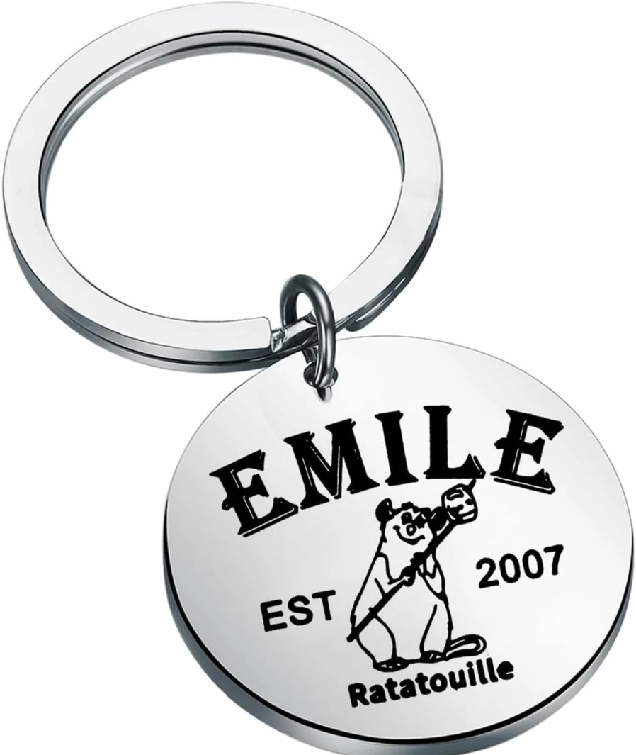 KUIYAI Emile Ratatouille Keychain - Disney Pixar Movie Merchandise Gift for Rat Lovers, Cartoon Character Collectible, Est. 2007