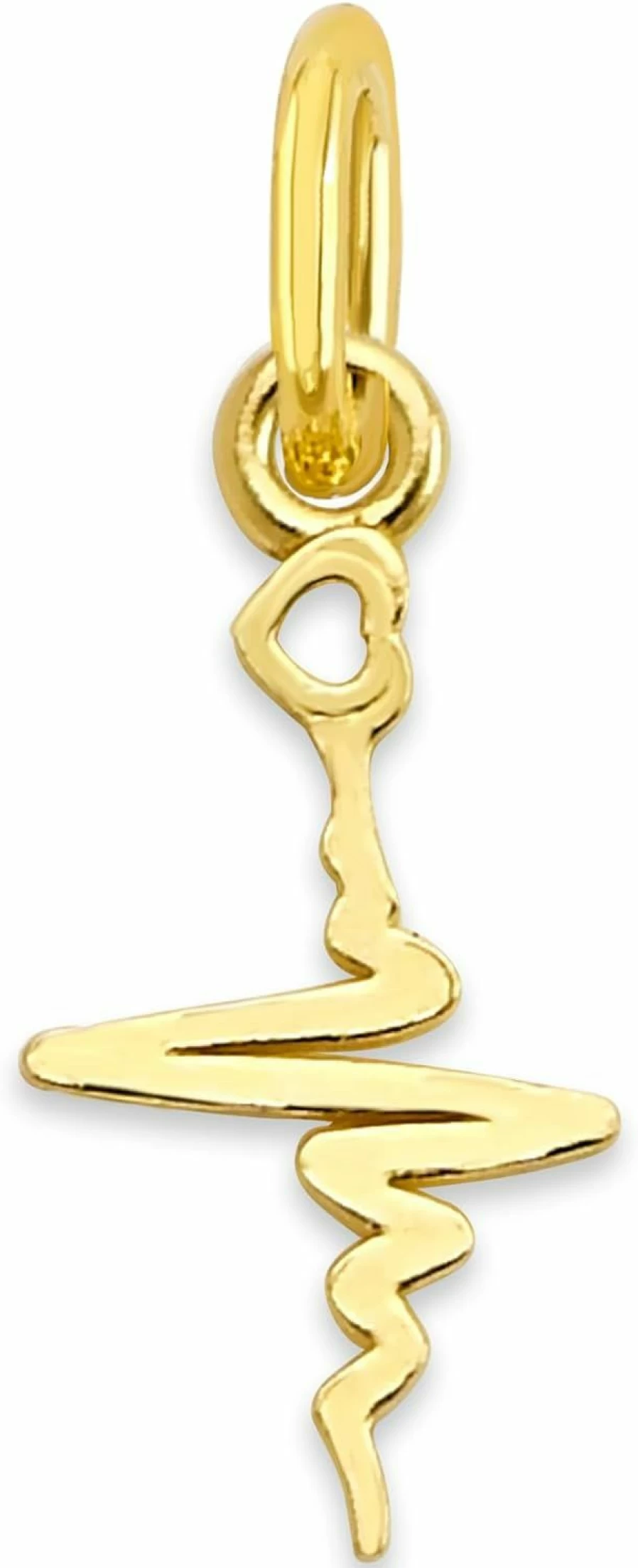 "Golden Fire 10K/14K Solid Gold Heartbeat Pendant - Modern Abstract Pulse Line Charm for Necklaces & Bracelets"
