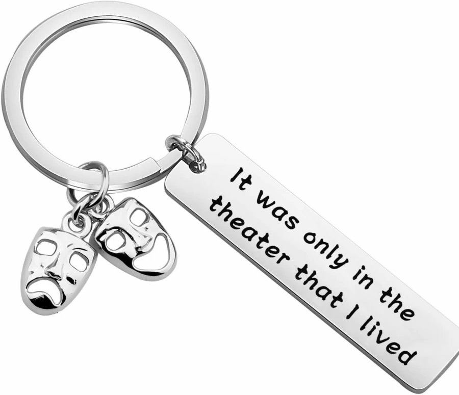 Bobauna Theatre Keychain - Tragedy & Comedy Mask Jewelry Gift for Actors & Drama Lovers