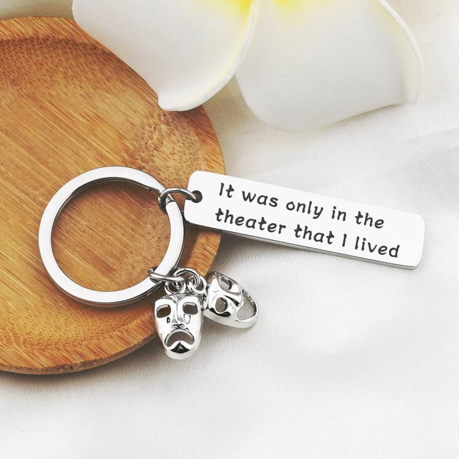 Bobauna Theatre Keychain - Tragedy & Comedy Mask Jewelry Gift for Actors & Drama Lovers