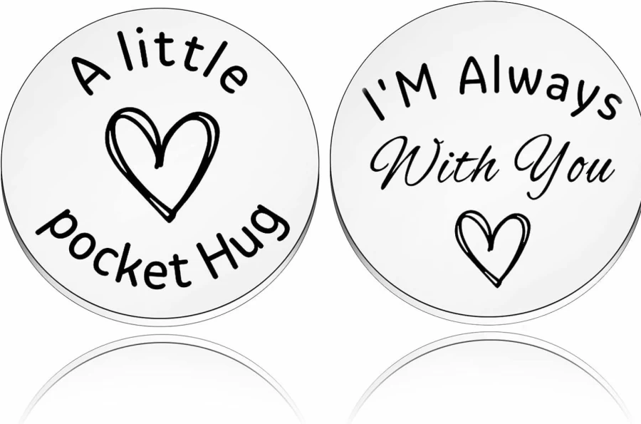 YLWJSP Pocket Hug Token - Long Distance Relationship Gift, Double Sided Inspirational Keepsake, I'm Always With You Token