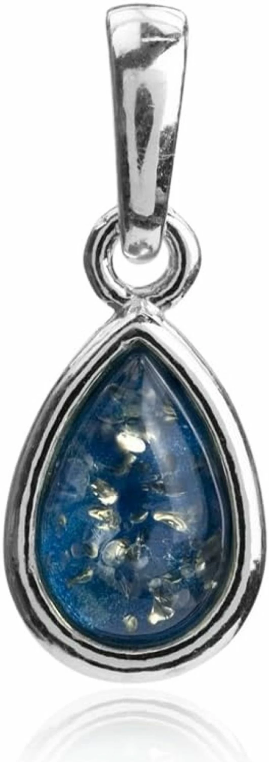 "Ian & Valeri Co. Sterling Silver Blue Amber Drop Pendant – Handcrafted Jewelry"