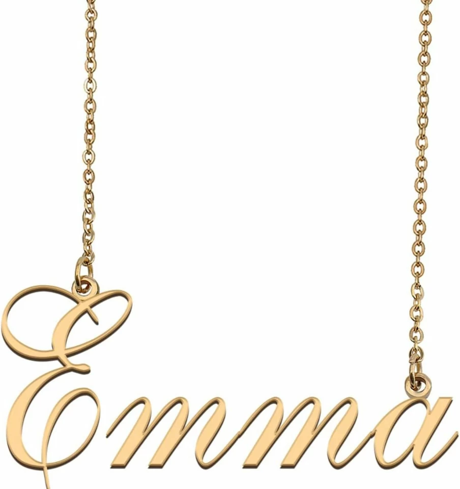 GR35Z9 Personalized Name Necklace for Women - Custom Gold Silver Nameplate Necklace - Engraved Jewelry Gift for Her