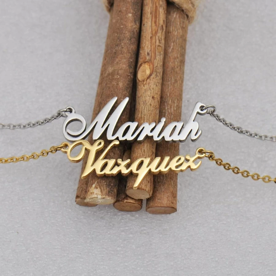 GR35Z9 Personalized Name Necklace for Women - Custom Gold Silver Nameplate Necklace - Engraved Jewelry Gift for Her