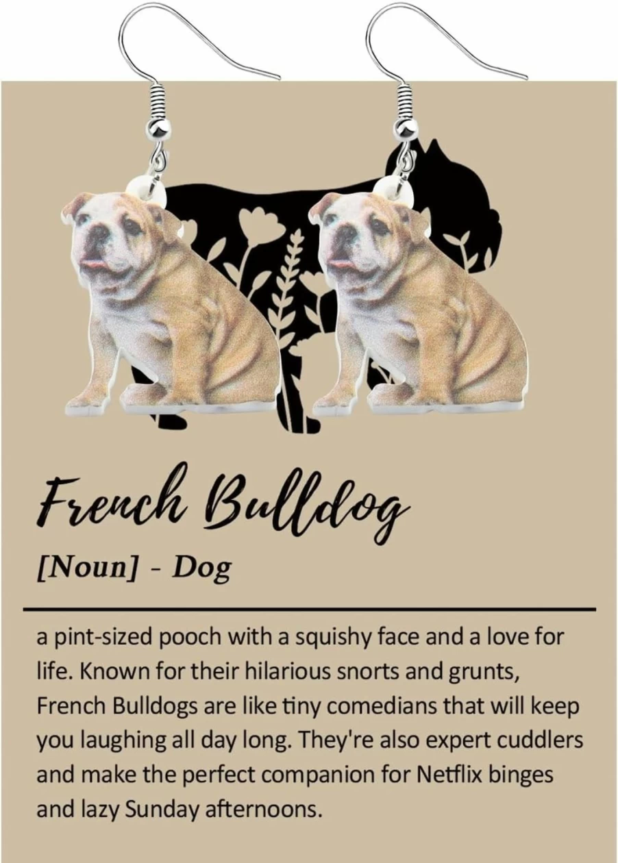 Lywjyb Birdgot French Bulldog Stud Earrings - Unique Gift for Dog Moms, Bulldog Owners & Dog Lovers - Sterling Silver Pet Lover Jewelry