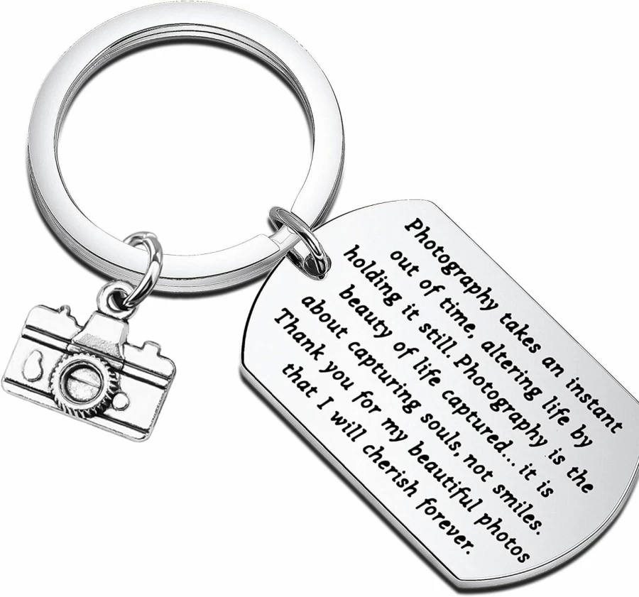Bobauna Custom Photo Keychain - Personalized Photography Gift for Photographers & Videographers - Engravable Picture Keepsake for Camera Lovers