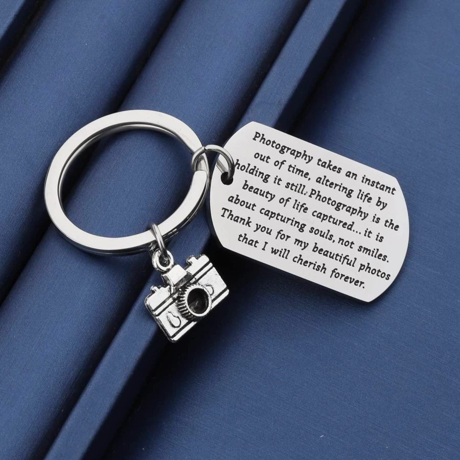 Bobauna Custom Photo Keychain - Personalized Photography Gift for Photographers & Videographers - Engravable Picture Keepsake for Camera Lovers