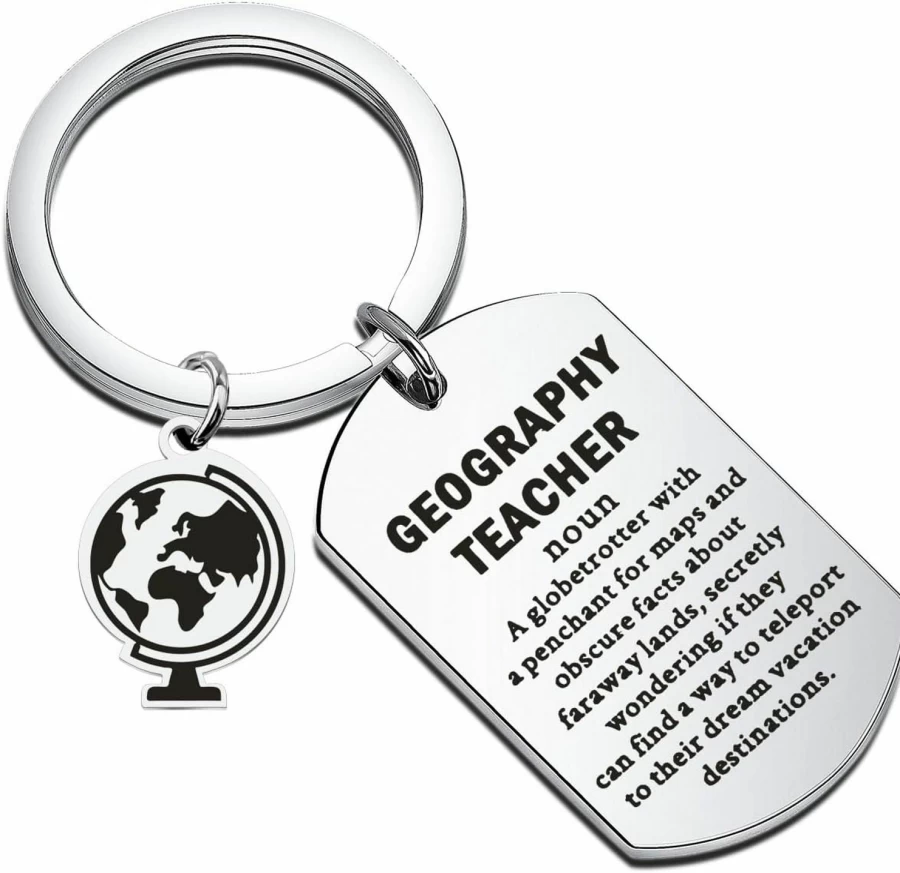 "FAADBUK Geography Teacher Gift Keychain - Unique Geographer Appreciation Present for Geography Lovers"