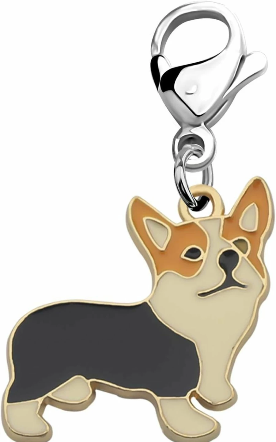 FEELMEM Cute Corgi Dog Charm Pendant - Animal Jewelry Gift for Pet Lovers, Corgi Moms & Puppy Owners - Zipper Clip-On Accessory