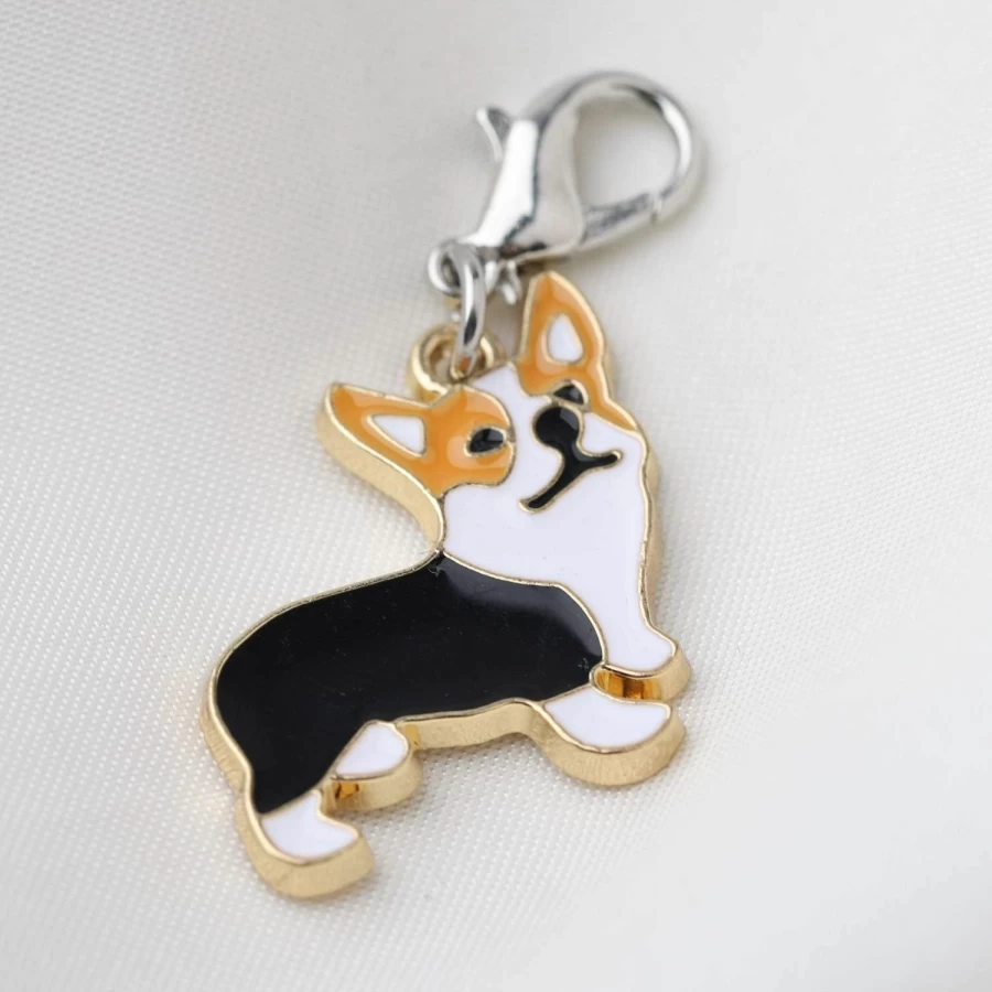 FEELMEM Cute Corgi Dog Charm Pendant - Animal Jewelry Gift for Pet Lovers, Corgi Moms & Puppy Owners - Zipper Clip-On Accessory