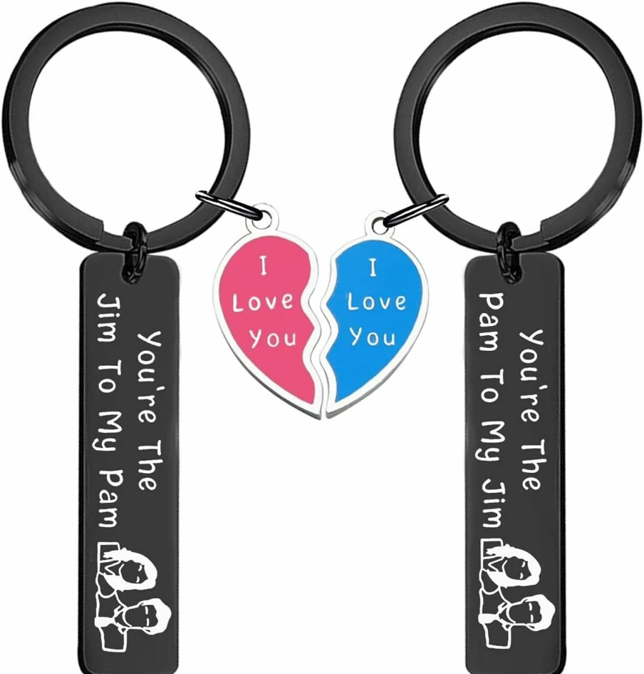"The Office TV Show Inspired 'You Are The Pam To My Jim' Couples Keychain Set - Perfect Wedding & Anniversary Gift"