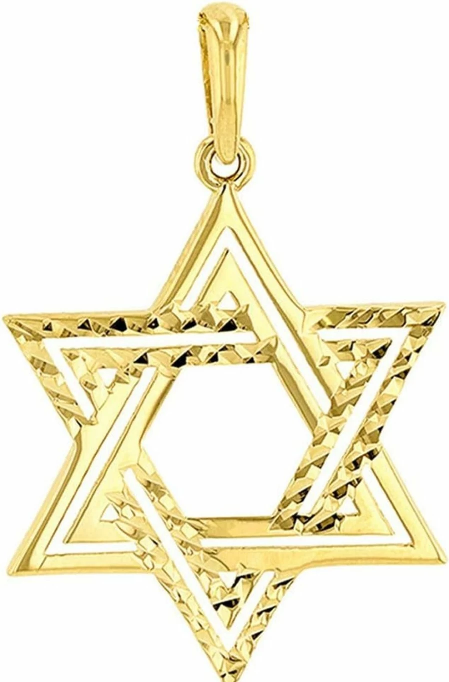 "Religious by Jewelry America 14K Yellow Gold Star of David Pendant - Handmade Jewish Charm for Necklace"