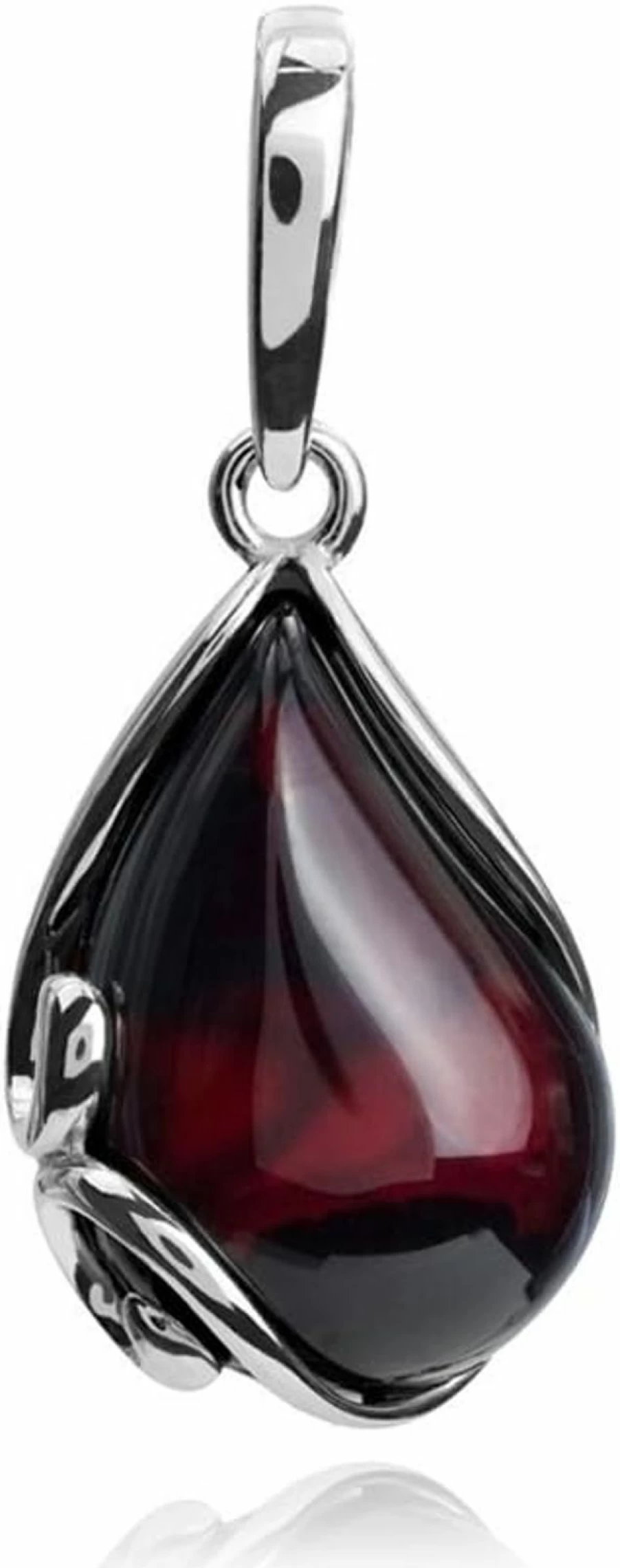 "Ian & Valeri Co. Sterling Silver Cherry Amber Teardrop Pendant Necklace"