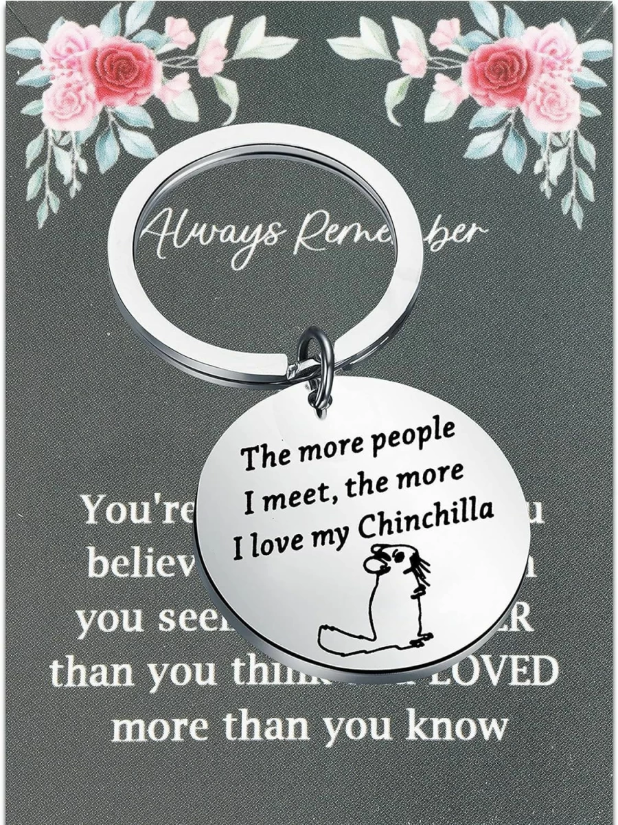 WSNANG Silver Chinchilla Keychain - Unique Gift for Chinchilla Owners, Pet Lovers, Chinchilla Moms & Dads