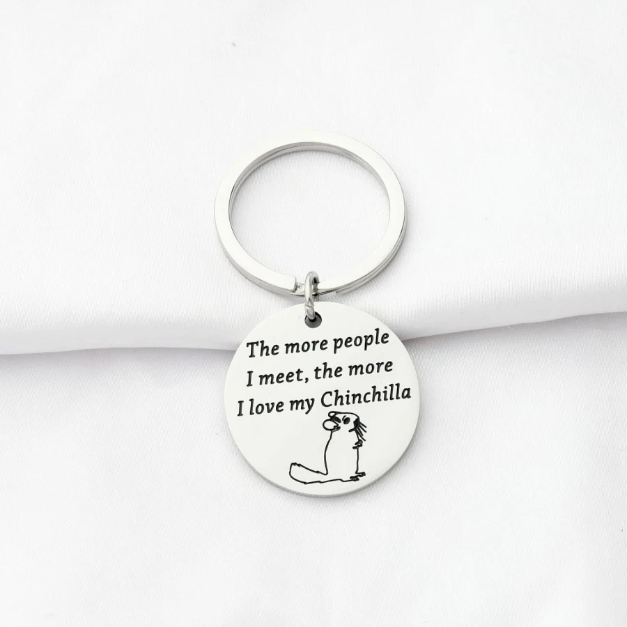 WSNANG Silver Chinchilla Keychain - Unique Gift for Chinchilla Owners, Pet Lovers, Chinchilla Moms & Dads