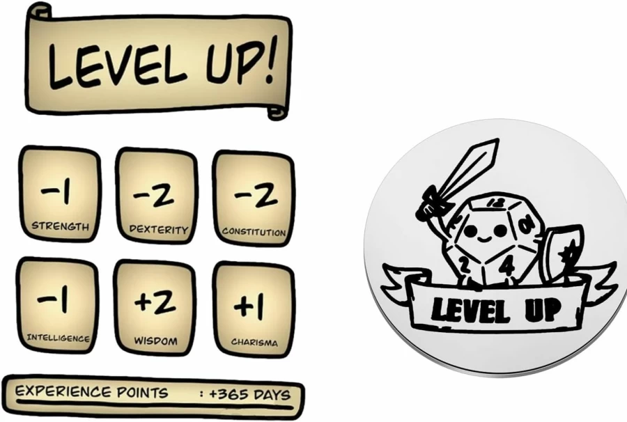 Lywjyb Birdgot RPG Level Up Token - Dungeon Master Gift for Gamer, Boyfriend, Dad - Unique Gaming Accessory for D&D Fans - Birthday Present Idea