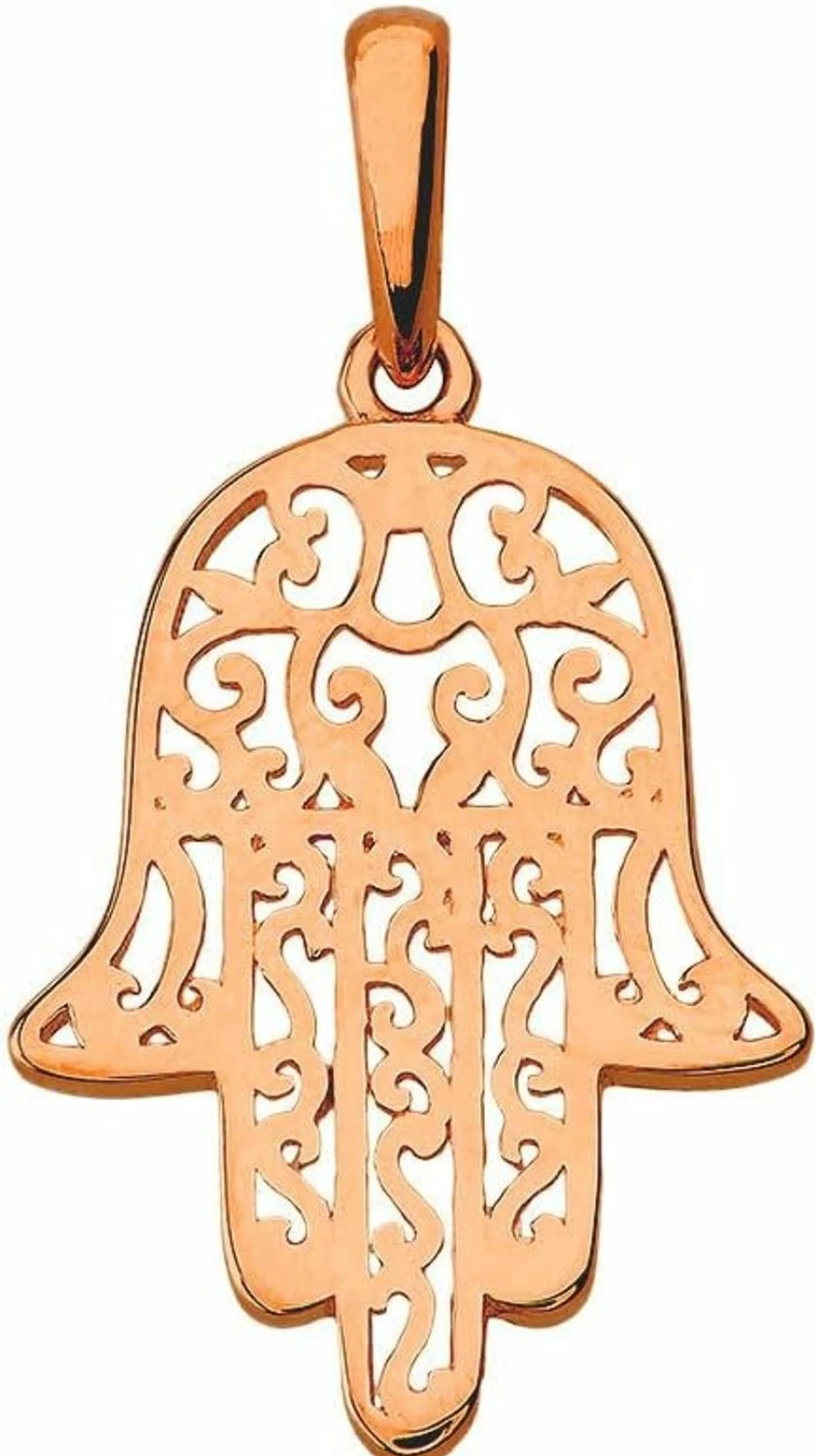 14K Rose Gold Hamsa Hand Charm Pendant - Jewelry America Filigree Design