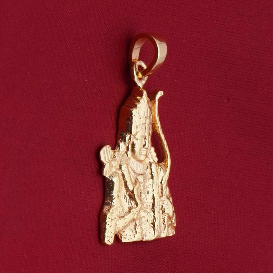 Shine Jewel Shri Ram God Pendant - 925 Sterling Silver Gold Plated Religious Necklace