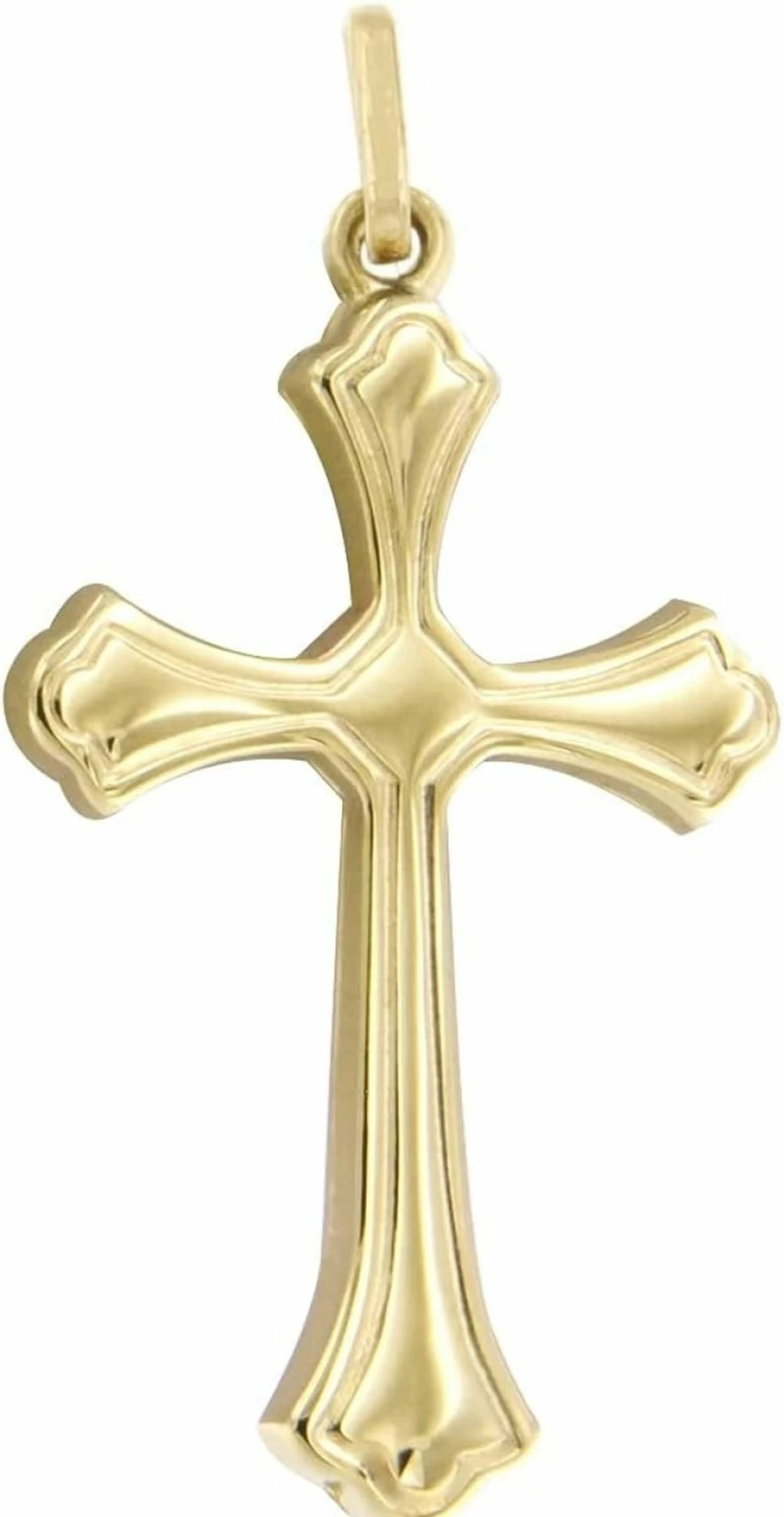 "Forme di Lucchetta 14K Italian Gold Christian Orthodox Cross Pendant - 1X0.67 Inch Religious Jewelry Gift for Necklaces"