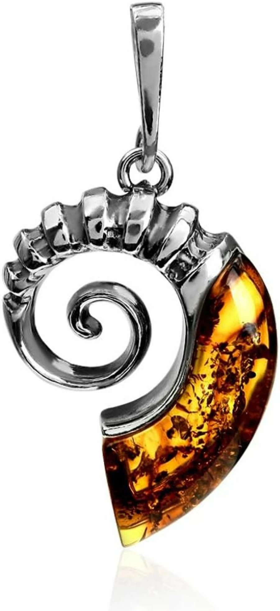"Ian And Valeri Co. Sterling Silver Amber Shellfish Pendant Necklace"