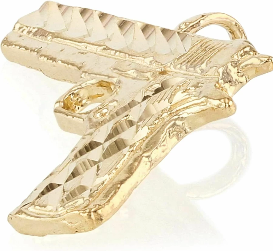 "Ioka 14K Yellow Gold Mini Rifle Gun Charm Pendant for Necklace or Chain Jewelry"