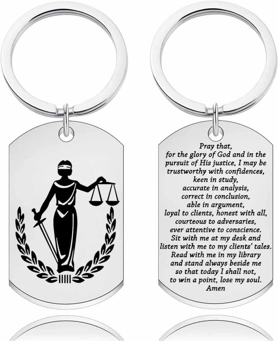 "KJWLOP Lawyer Prayer Keychain - Scales of Justice Gift for Legal Professionals, Law Students & Paralegals"