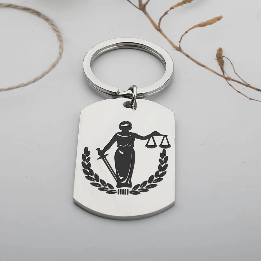 "KJWLOP Lawyer Prayer Keychain - Scales of Justice Gift for Legal Professionals, Law Students & Paralegals"
