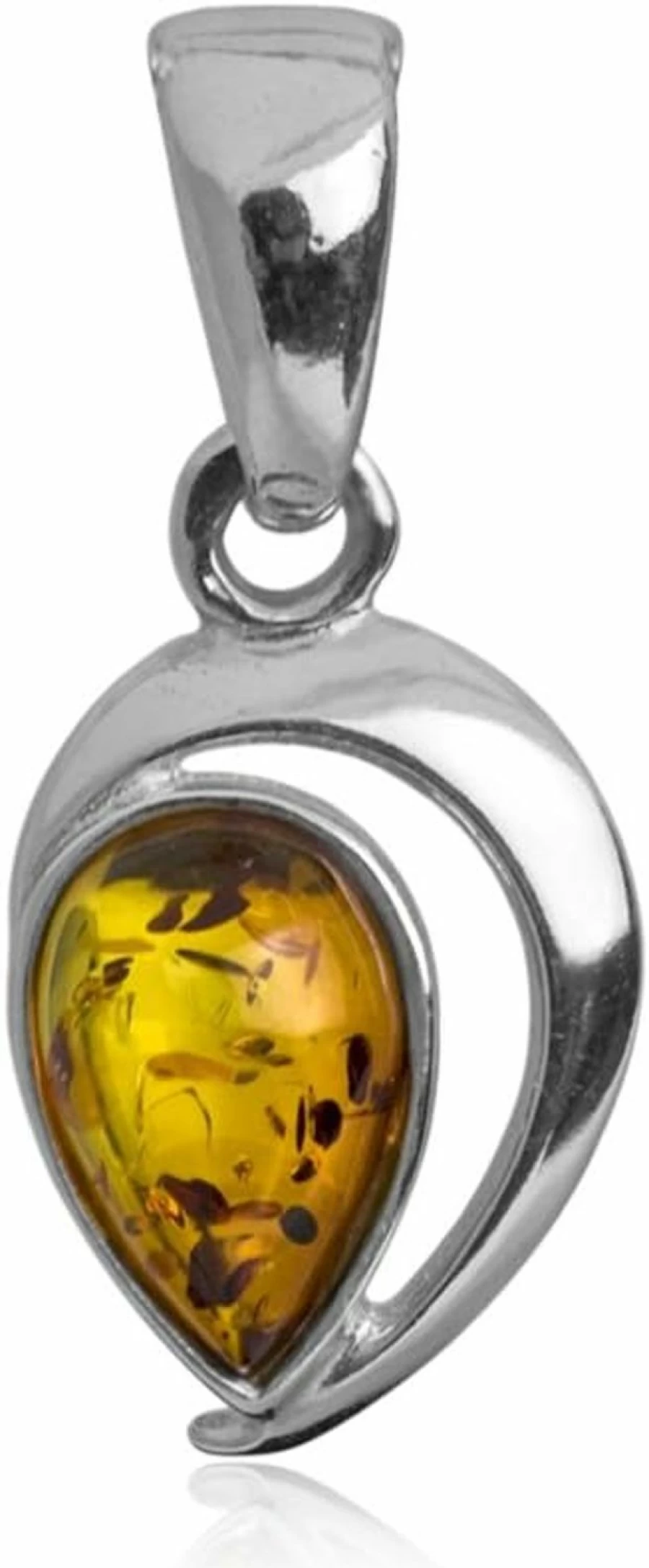 "Graciana Sterling Silver Amber Drop Pendant – Elegant Handcrafted Jewelry"