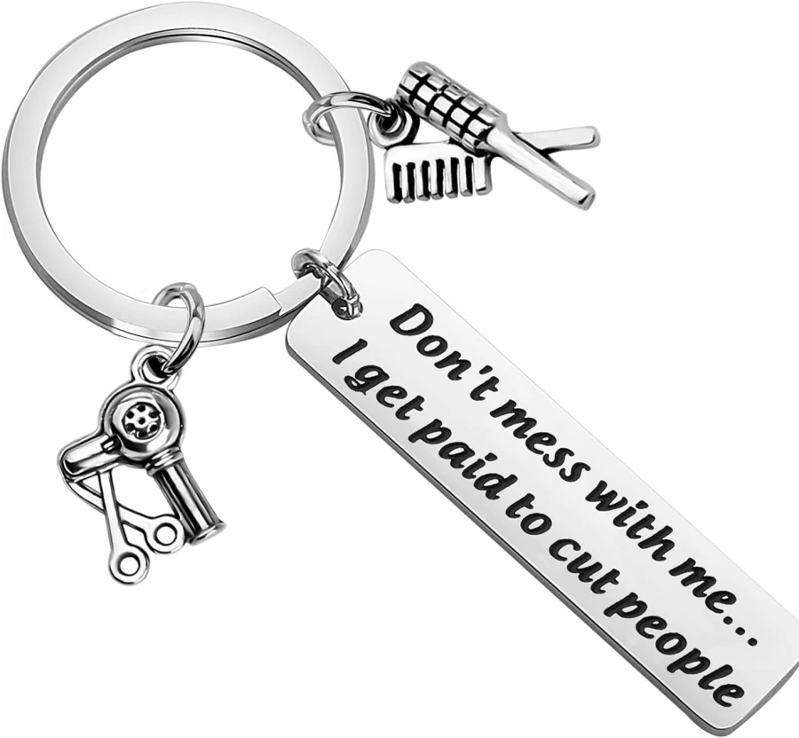 Bobauna Hair Stylist Keychain - Cosmetology Graduation Gift for Hairstylists, Barbers, Seamstresses - Unique Hairdresser Jewelry