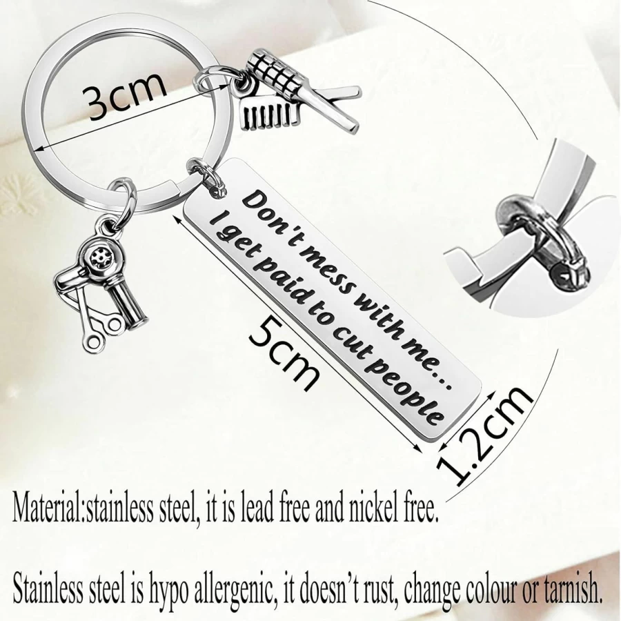 Bobauna Hair Stylist Keychain - Cosmetology Graduation Gift for Hairstylists, Barbers, Seamstresses - Unique Hairdresser Jewelry