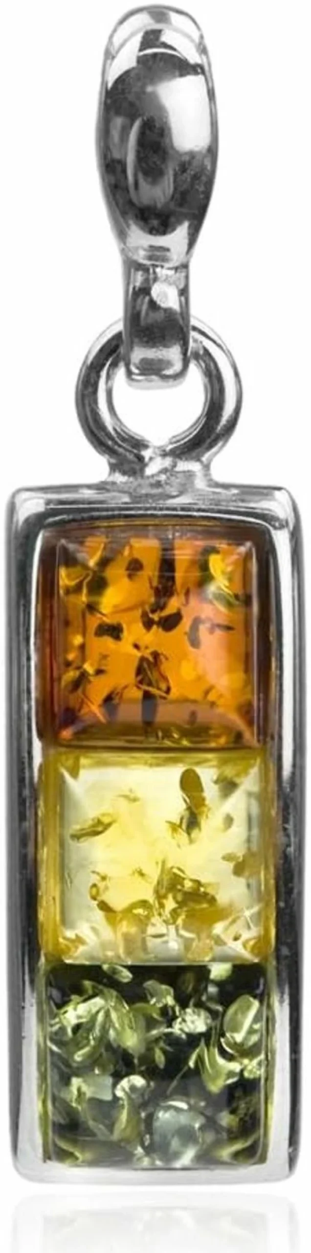 Amber by Graciana Sterling Silver Multicolor Square Amber Pendant