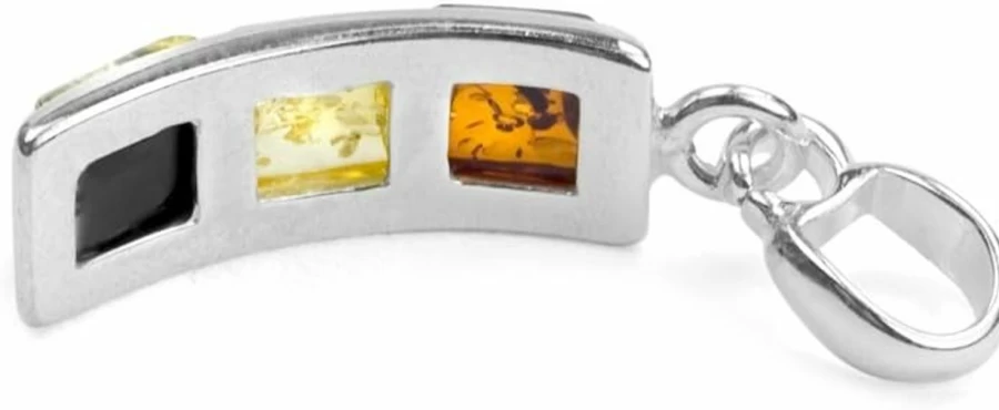 Amber by Graciana Sterling Silver Multicolor Square Amber Pendant