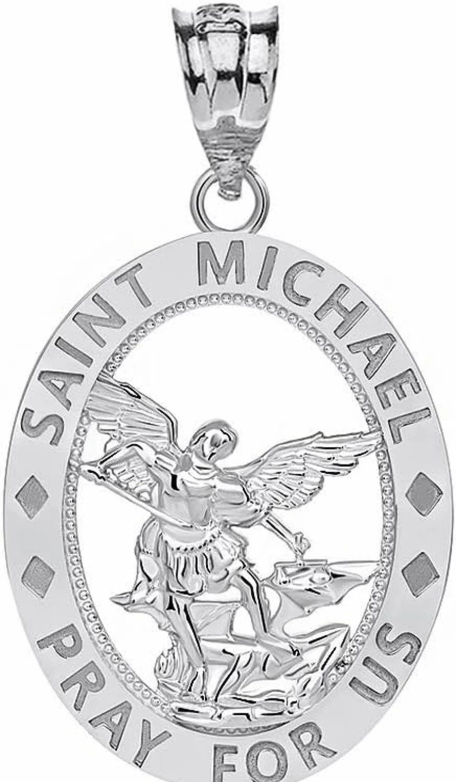 10K Gold Saint Michael Prayer Oval Charm Pendant - CaliRoseJewelry Religious Medal
