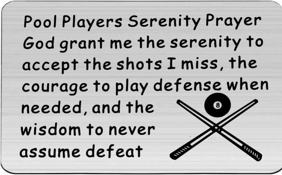 LQRI Serenity Prayer Billiard 8-Ball Wallet Card - Gift for Pool Players, Coaches & Billiards Enthusiasts