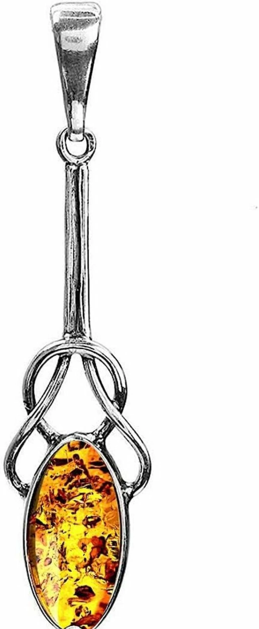 Ian & Valeri Co. Celtic Amber Pendant - Sterling Silver Long Necklace
