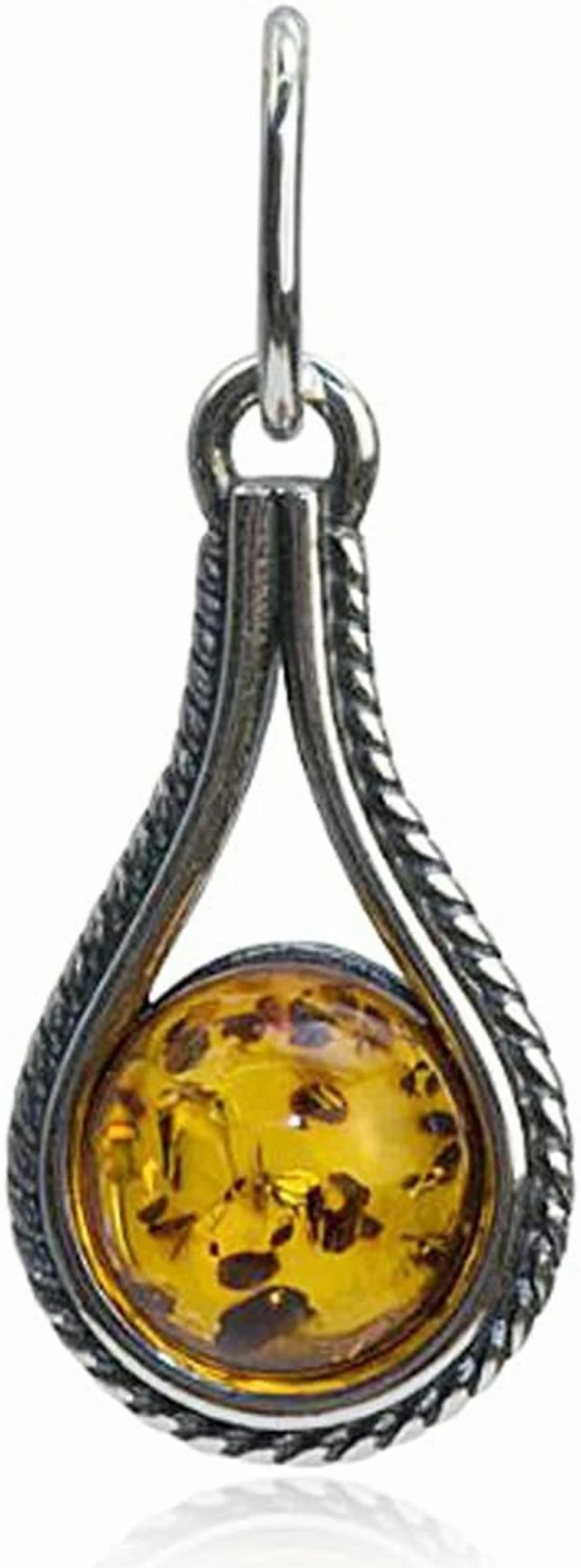 "Amber by Graciana Sterling Silver Small Drop Pendant - Genuine Baltic Amber Jewelry"