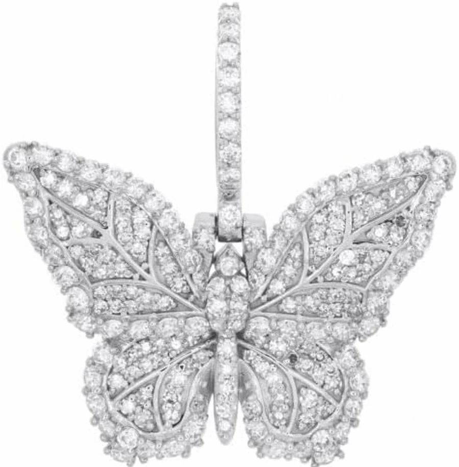 1.50 Ct Round Cut Diamond Butterfly Pendant in 925 Sterling Silver, Elegant Statement Jewelry for Women