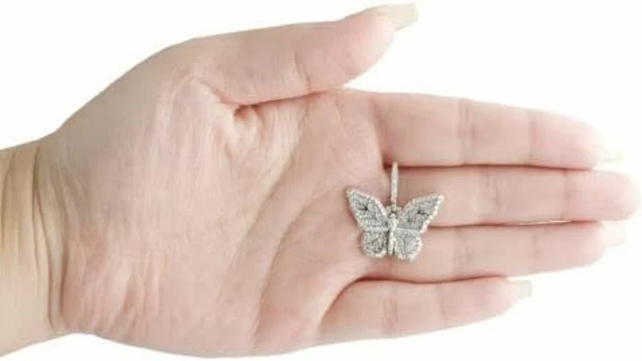 1.50 Ct Round Cut Diamond Butterfly Pendant in 925 Sterling Silver, Elegant Statement Jewelry for Women