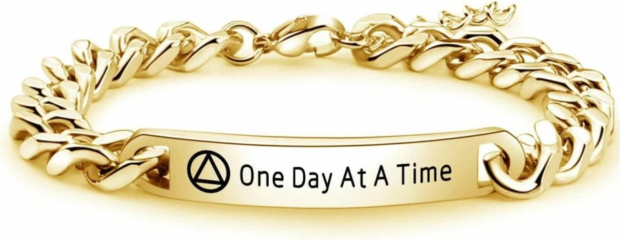"WAJJUAN One Day At A Time Sobriety Bracelet - Motivational Addiction Recovery Gift, 12 Step AA Bracelet for Women & Men"