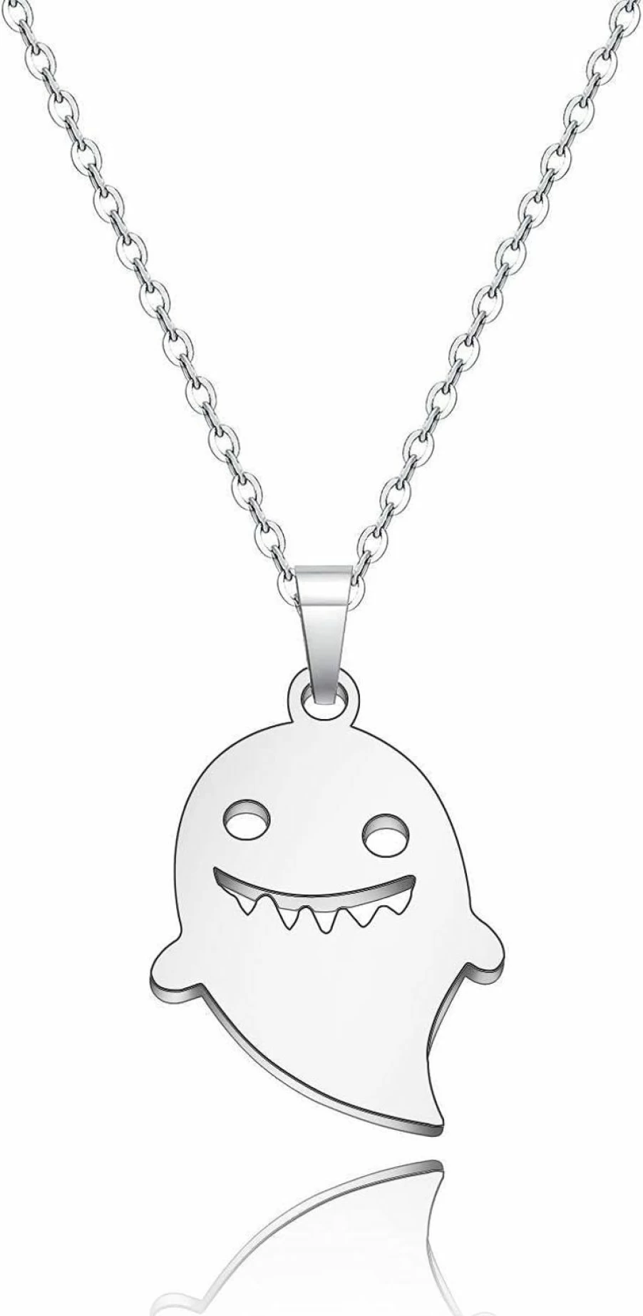 N\C Tiny Cute Ghost Pendant Necklace - Halloween Jewelry Gift for Women, Girls, Daughter & Friends