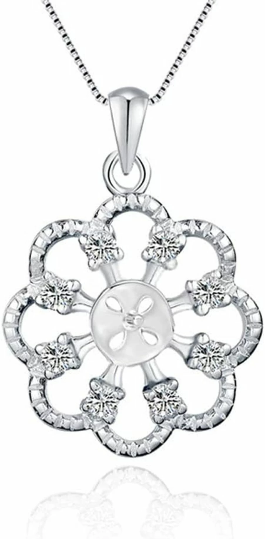 LGSY Sterling Silver Bloom Flower Bail Pendant for Pearl Jewelry Making, Fashion Jewelry Design Pendant Fitting