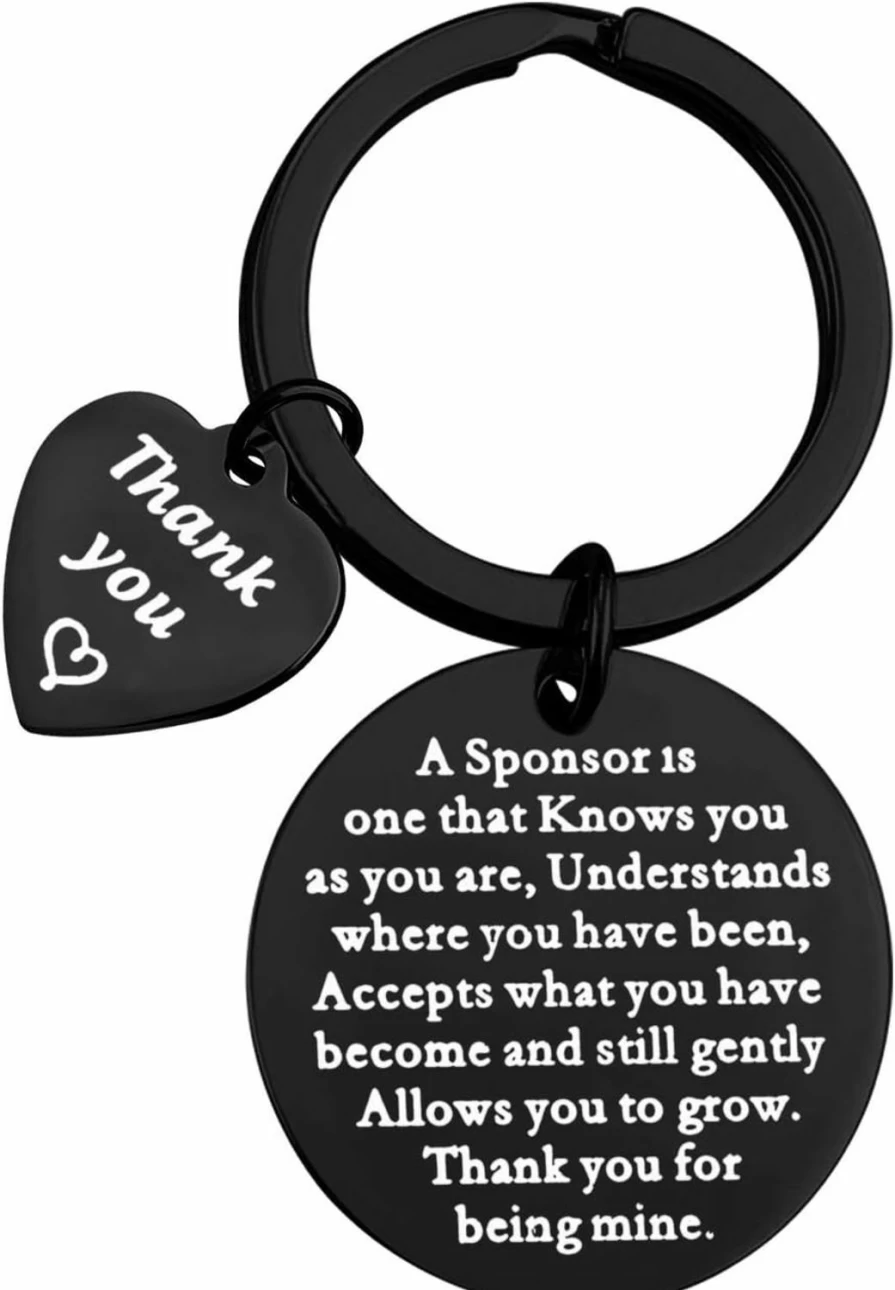 "MAOFAED Custom Sponsor Keychain - Personalized Addiction Recovery Gift for Sponsor Appreciation & NA AA Support"