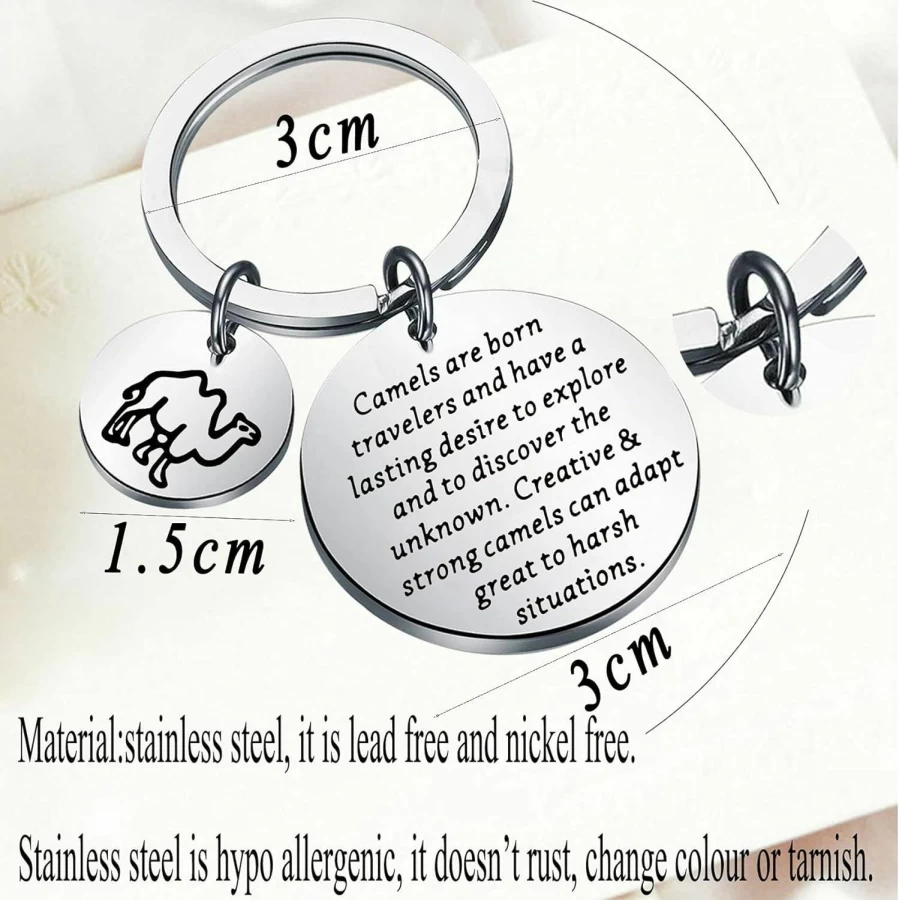 Bobauna Camel Spirit Animal Keychain - Desert Jewelry Gift for Strength & Adaptability