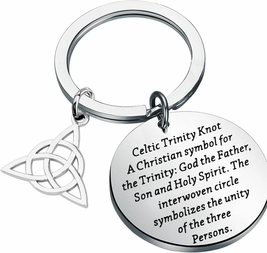 Bobauna Celtic Trinity Knot Keychain - Irish Jewelry Gift for Family & Friends, Christian Trinity Symbol, Stainless Steel Key Ring