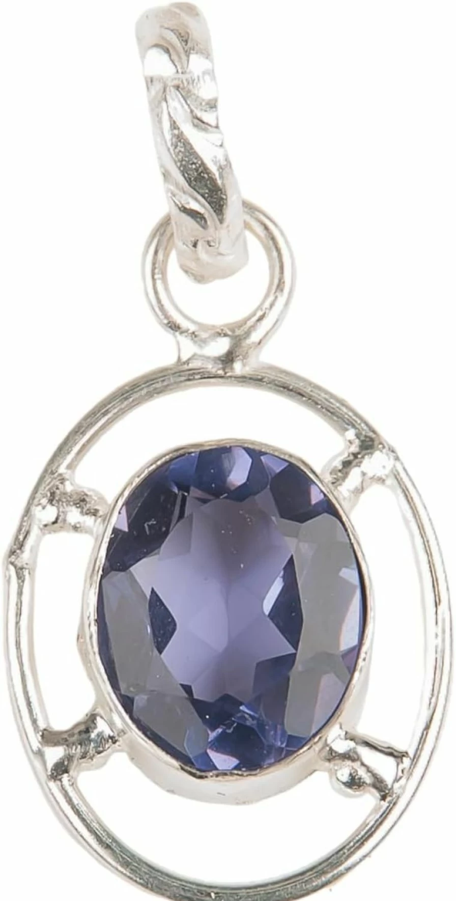 SHNAYA JEWELS Vintage Iolite Sterling Silver Pendant - Handmade 925 Silver Unisex Jewelry for Engagement, Mother's Day Gifts, 1.30" Designer Gemstone Pendant