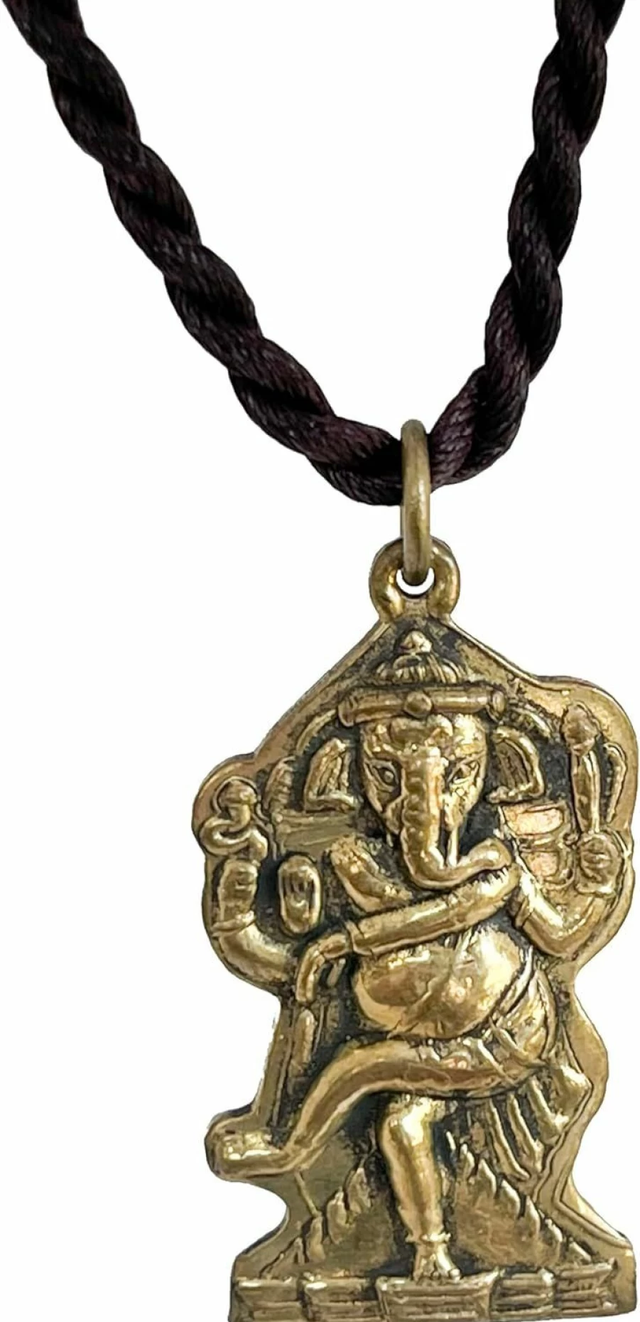 Artschatz Brass Dancing Ganesh Pendant - Nritya Ganapathi Hindu God Necklace