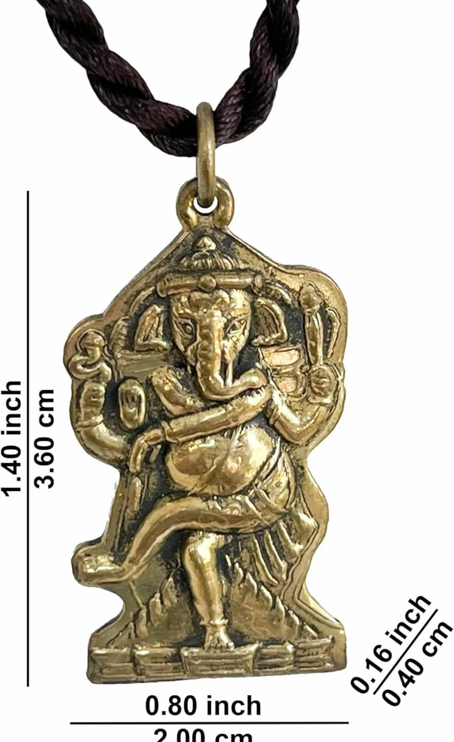 Artschatz Brass Dancing Ganesh Pendant - Nritya Ganapathi Hindu God Necklace